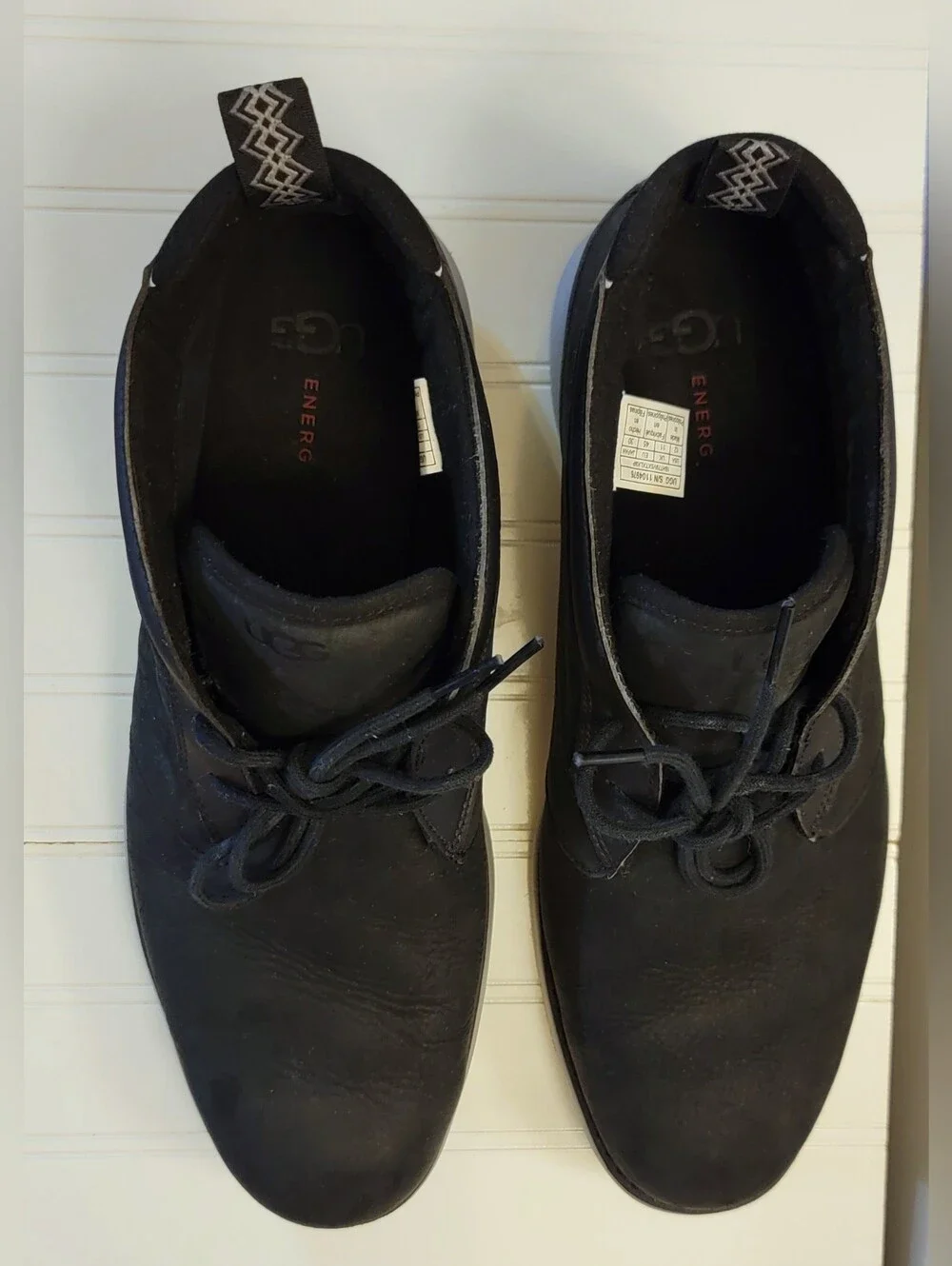 UGG Union Chukka Boots Black Waterproof Leather Treadlite 1104976 Size 12 Men's